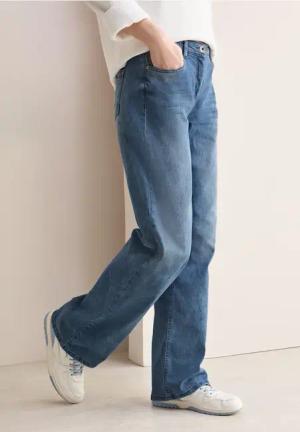 Cecil Damen Wide Leg Jeans in Blau, Gr: 33