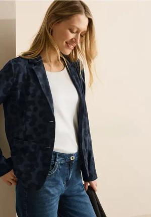 Cecil Damen Blazer mit Leo-Struktur in Blau, Gr: S