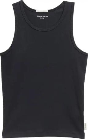 TOM TAILOR Mädchen Basic Ripp Top, schwarz, Uni, Gr. 152