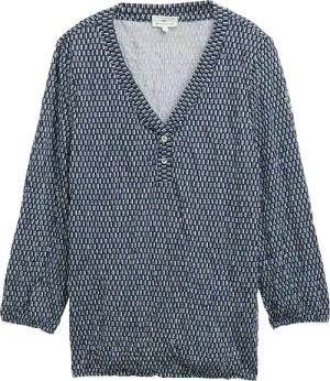 TOM TAILOR Damen Crinkle Blusenshirt, blau, Gemustert, Gr. XS