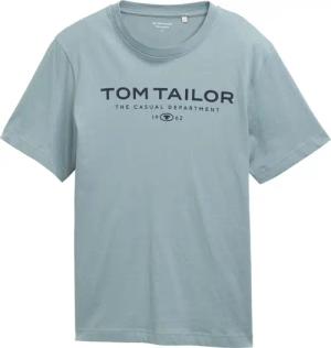 TOM TAILOR Herren T-Shirt aus Baumwolle mit Logo-Print, grün, Uni, Gr. XL