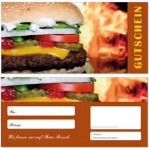 LYSCO Geschenkkarte Geschenkgutscheine feurige Burger Gutscheine (Hamburger-684), Postkartenkarton zweiseitig bedruckt