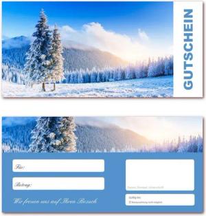 LYSCO Geschenkkarte Geschenkgutscheine Winter Gutscheine (Winterlandschaft-622), Berge Tanne Schnee Wald Ski Urlaub