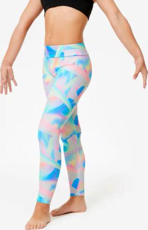 Gymnastikhose Mädchen hohe Taille - weiss