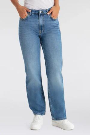 BOSS ORANGE Straight-Jeans "Ada High Rise Slim Premium Damenmode", mit BOSS Leder-Badge