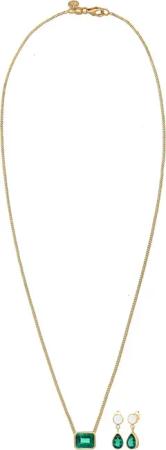 Elli Halsketten - Schmuckset Geo Mondstein Quartz Edelstein 925 Ster - Gr. unisize - in Gold - für Damen