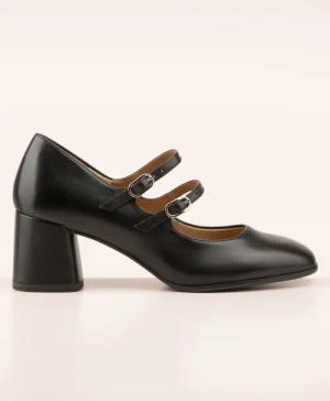 Amelie Leder Pumps in Schwarz