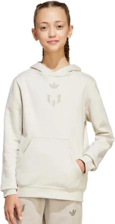 Adidas Messi Kleinkind Kapuzenpullover - Beige - Größe 159 - 164 CM - Baumwoll-Jersey