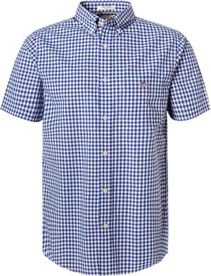 Gant Herren Kurzarmhemd blau kariert