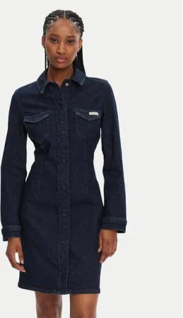 Calvin Klein Jeans Jeanskleid J20J225064 Dunkelblau Slim Fit