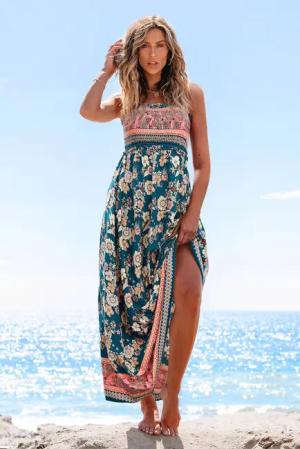 Florales Gesmoktes Maxikleid