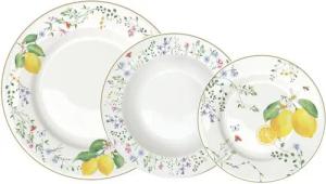 EasyLife Frühstücks-Geschirrset Fleurs et Citrons, Spülmaschinengeeignet