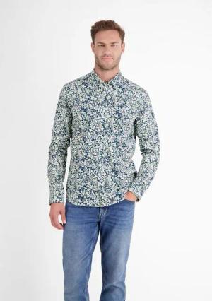 LERROS Langarmhemd LERROS Floral-bedrucktes Herrenhemd mit Stretchanteil