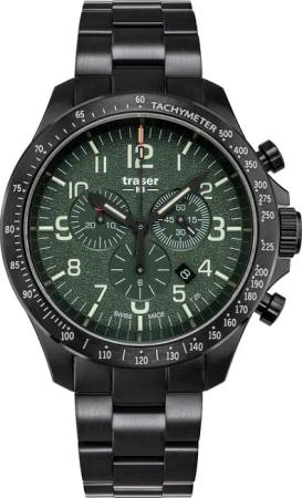 Traser H3 109464 P67 Officer Chronograph Green Steel Herrenuhr 46mm 10ATM
