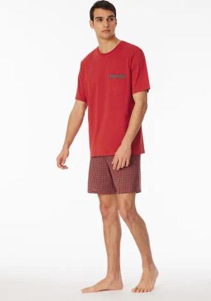 Schlafanzug kurz Organic Cotton Karos chilli-rot - Comfort Nightwear 48