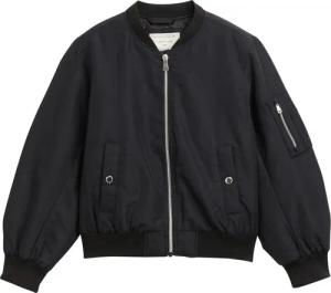 TOM TAILOR Mädchen Wasserabweisende Bomberjacke, schwarz, Uni, Gr. 140