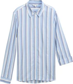 TOM TAILOR Damen Hemdbluse mit Streifenmuster, blau, Gestreift, Gr. 42