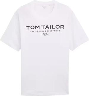 TOM TAILOR Herren Plus Size - T-Shirt aus Baumwolle mit Logo-Print, weiß, Uni, Gr. 4XL