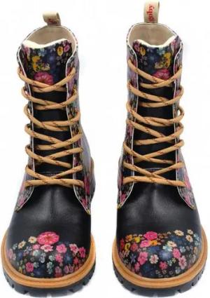 LaMarta damenstiefel, damenboots winter mit mehrfarbigen Blümchen, Schnürstiefel