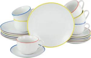 my home Kaffeeservice Angi (18-tlg), 6 Personen, Porzellan, Geschirr-Set, harmonische, trendige Coupeform