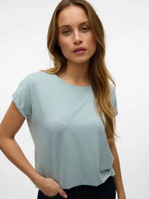 Vero Moda T-Shirt Glänzendes Shirt Oberteil Rundhals Locker geschnitten VMLAVA GLITTER SS TOP STRIPE GA JRS NOOS