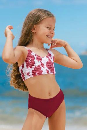 Kinderbademode Rot tropischer Mädchen Tankini