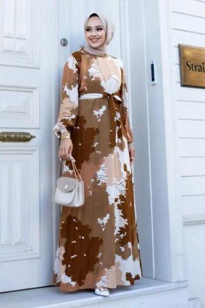 MİSSKAYLE Maxikleid Blätterdruck Kleid