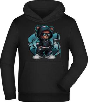 MyDesign24 Sweatshirt Kinder Hoodie - Kapuzen Pulli mit coolem Streetstyle Teddy Print Kapuzensweater mit HipHop Aufdruck i631