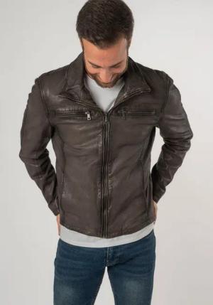 Mauritius Lederjacke "MMSantiago Antique", mit Reißverschluss, Reißverschlusstaschen