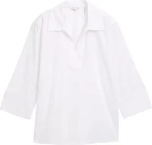 TOM TAILOR Damen Loose Fit Bluse mit Kragen, weiß, Uni, Gr. 38