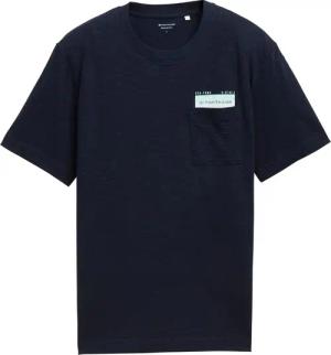 TOM TAILOR Herren T-Shirt mit Brusttasche, blau, Uni, Gr. M
