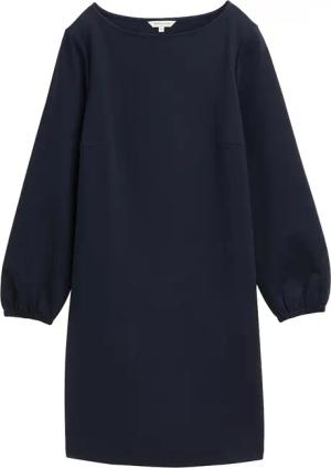 TOM TAILOR Damen Knielanges Kleid mit Struktur, blau, Uni, Gr. 36