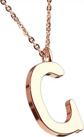 Taffstyle Kette mit Anhänger Damen Halskette Kette Buchstabe Anhänger Rosegold Vergoldet Rotgold C, Rose Gold Modern Letter Schlicht Motiv Geschenke Frauen Geburtstag