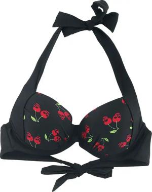 Rock Rebel by EMP - Rock Bikini-Oberteil - Schwarzes Bikinioberteil mit Rockabilly-Print - S bis XXL - für Damen - Größe XL - schwarz