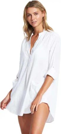Seafolly Boyfriend Beach Shirt Damen Bluse (Weiß S Größe) Blusen