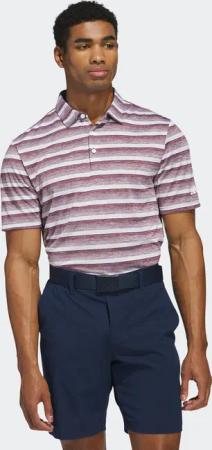 Herren Golf Poloshirt - ADIDAS weiß/bordeaux gestreift