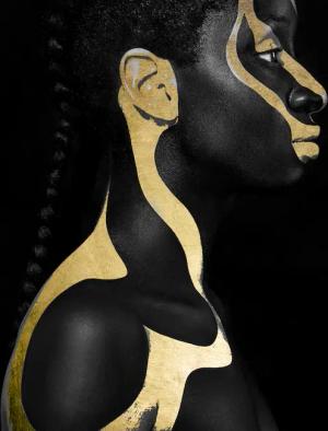 queence Acrylglasbild "Amun-Re", Kunst-Gemälde-Frau-Bilder von Frauen-Mode-Modern-Fashion-Magazincover, (1 St.), von Hand eingearbeitete Blattgold Applikationen