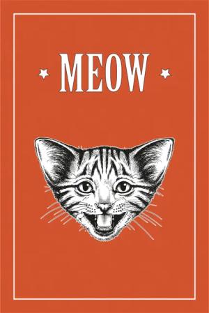 queence Leinwandbild "Katze MEOW", Kunst-Modern-Schriftzug-Tiere-Katze-Katzen-Katzenbilder, Premium-Leinwandstoff, Handarbeit aus Deutschland