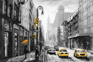 Places of Style Leinwandbild "New York", New York-Taxis-Schwarz-Weiß-Städte, Premium-Leinwandstoff, Handarbeit aus Deutschland, 120x80cm