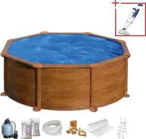 Gre Rundpool "Mauritius inkl. Zubehör", (Komplett-Set, 7 tlg.), Höhe: 132 cm, in versch. Größen erhältlich