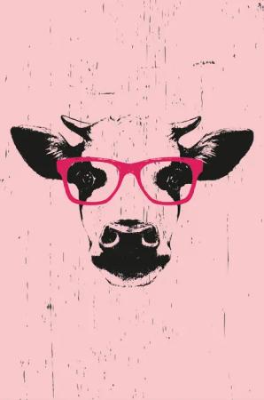 queence Leinwandbild "Kuh mit Brille", Kuh-Kuhbilder-Comic, Premium-Leinwandstoff, Handarbeit aus Deutschland