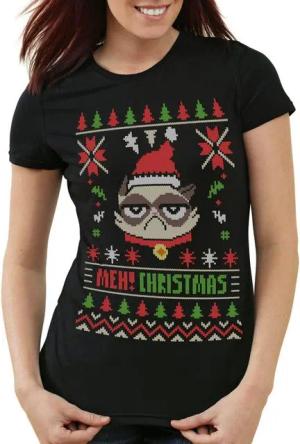 style3 T-Shirt Meh Christmas Jumper kater samtpfote x-mas pulli weihnachtsbaum