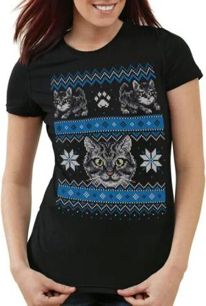 style3 T-Shirt Kitten Christmas Jumper kater samtpfote x-mas pulli weihnachtsbaum