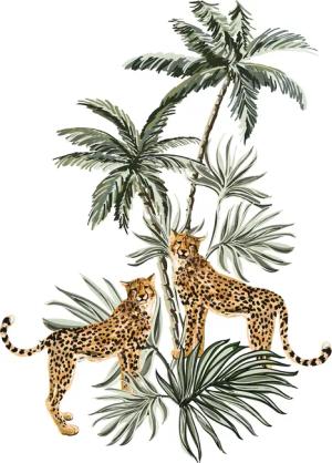 queence Leinwandbild "Leopard", Kunst-Modern-Tiere-Leopard-Raubkatzen, Premium-Leinwandstoff, Handarbeit aus Deutschland