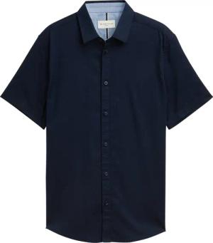 TOM TAILOR Herren Fitted Kurzarmhemd aus Baumwolle, blau, Uni, Gr. XXXL