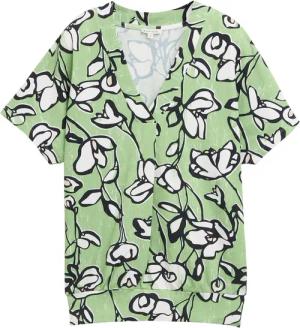 TOM TAILOR Damen T-Shirt mit Muster, grün, Geblümt, Gr. XS
