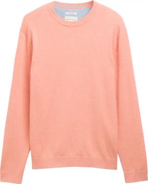 TOM TAILOR Herren Basic Strickpullover aus Baumwolle, rot, Meliert, Gr. XL