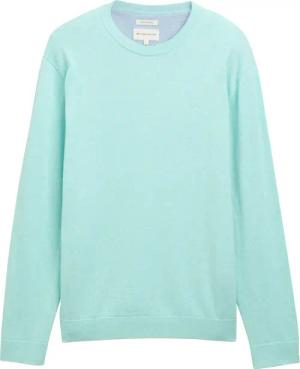 TOM TAILOR Herren Basic Strickpullover aus Baumwolle, grün, Meliert, Gr. S