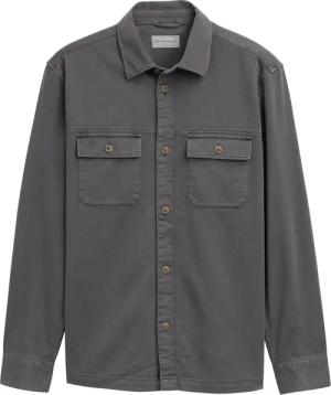 TOM TAILOR Herren Twill Overshirt aus Baumwolle, schwarz, Uni, Gr. XXXL