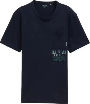 TOM TAILOR Herren T-Shirt mit Brusttasche, blau, Uni, Gr. L